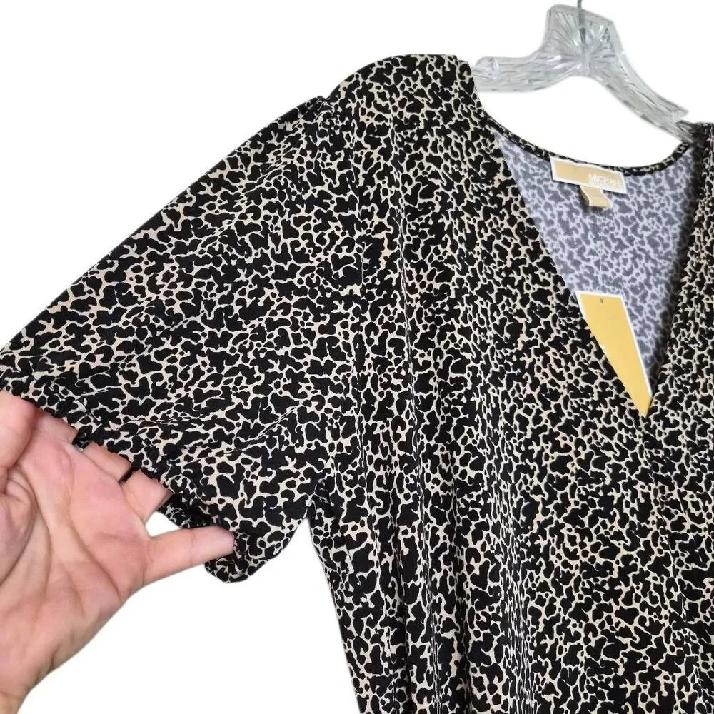 Michael Kors Animal Print Short Sleeves Wrap Mini dress Size XL